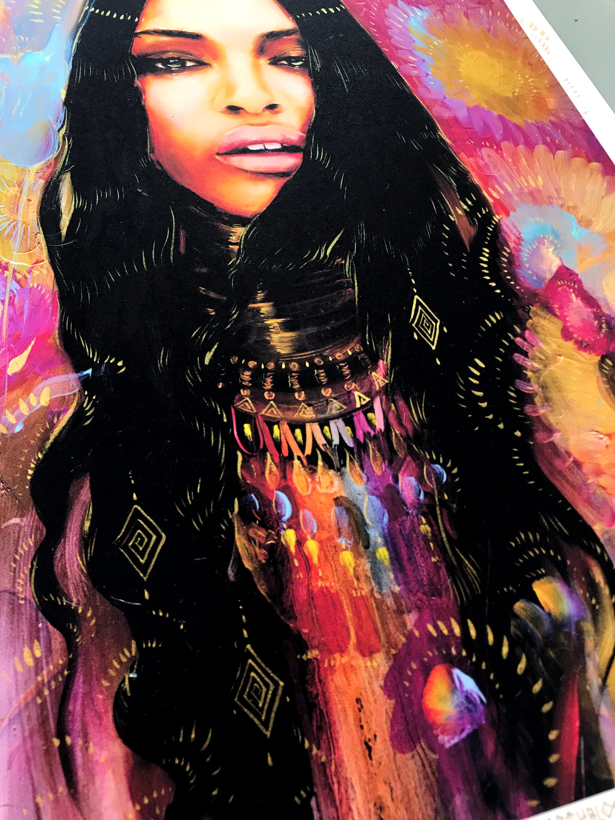 Earth Bloom Hand Embellished Print by Charmaine Olivia. 2017