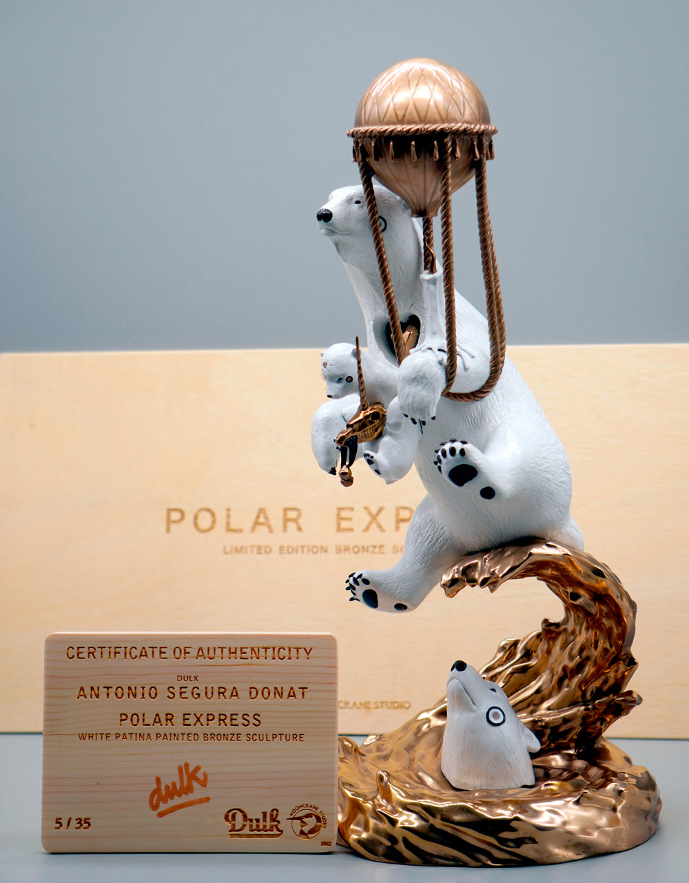 Polar Express Painted Bronze Sculpture by DULK