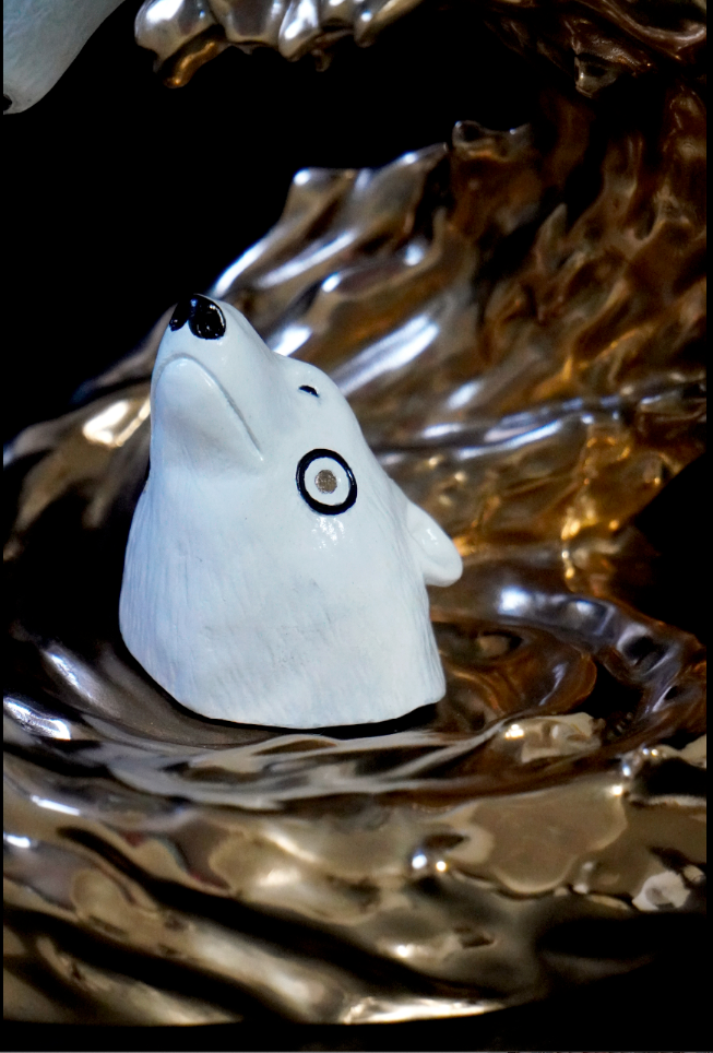 Polar Express Painted Bronze Sculpture by DULK