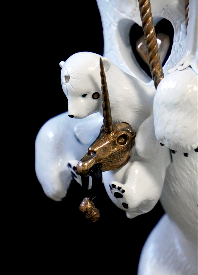 Polar Express Painted Bronze Sculpture by DULK