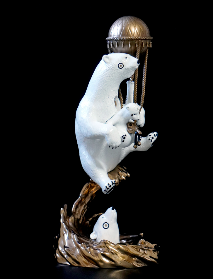 Polar Express Painted Bronze Sculpture by DULK