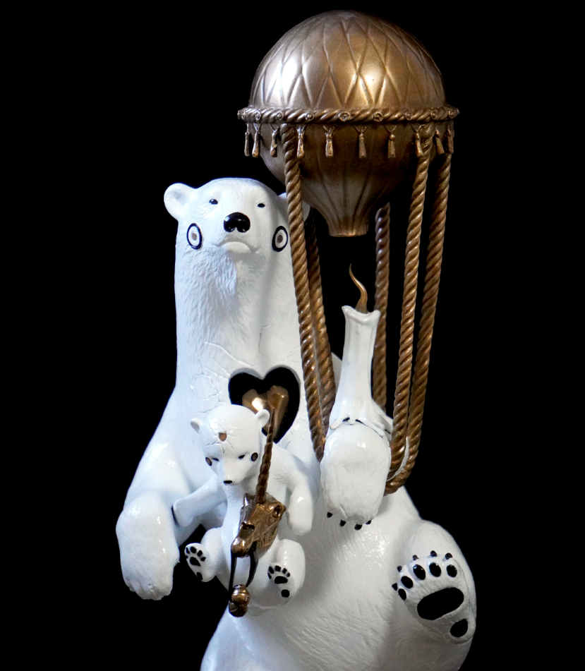 Polar Express Painted Bronze Sculpture by DULK