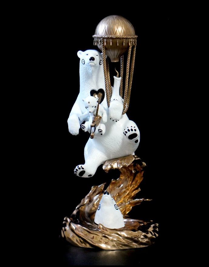 Polar Express Painted Bronze Sculpture by DULK