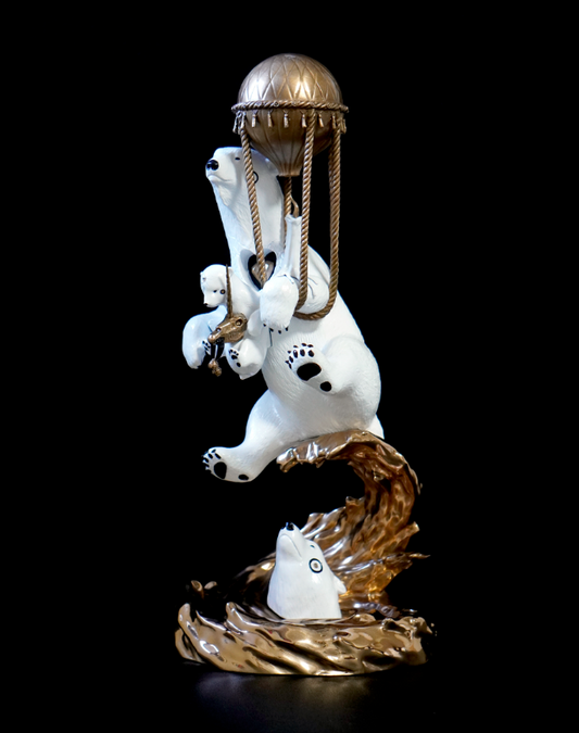 Polar Express Painted Bronze Sculpture by DULK