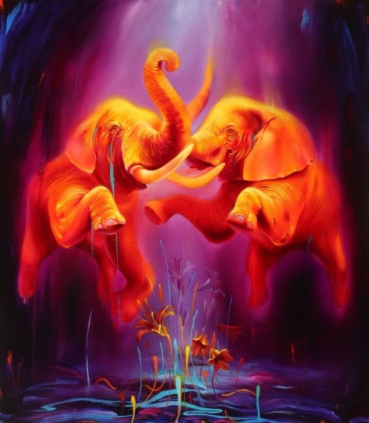 Two Makes One Hand Embellished Print by Michael Page